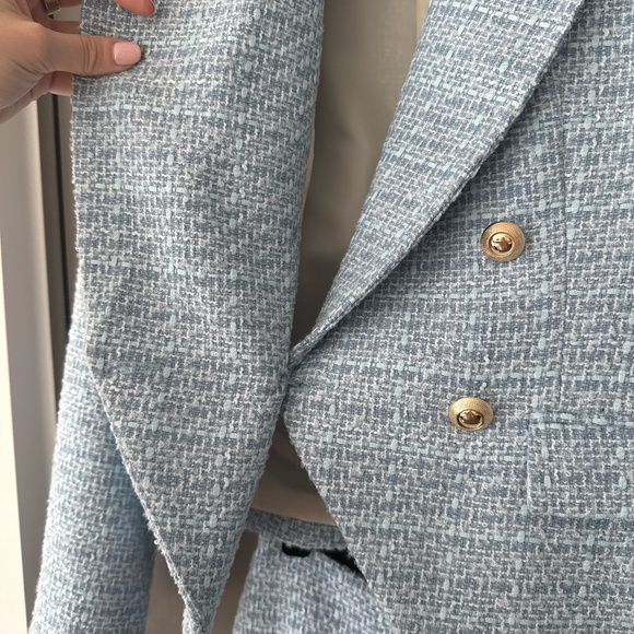 Light Blue Tweed Blazer & Skort Matching Set Size XS - Picture 7 of 16
